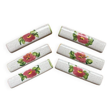 Porte couteaux en céramique décor fleurs