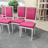 Series of 6 Louis XVI style chairs matte white laque