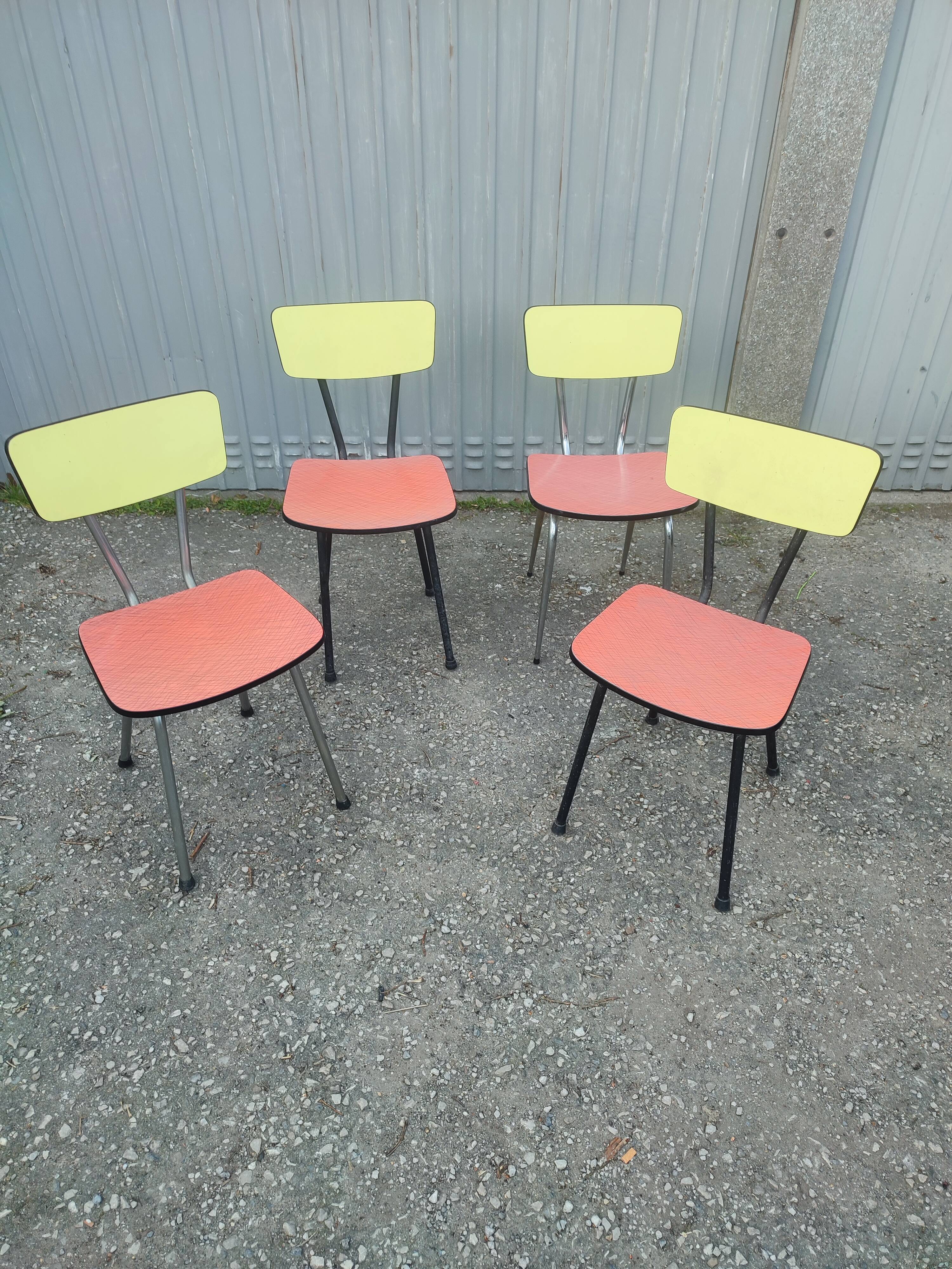 4 chaises formica vintage