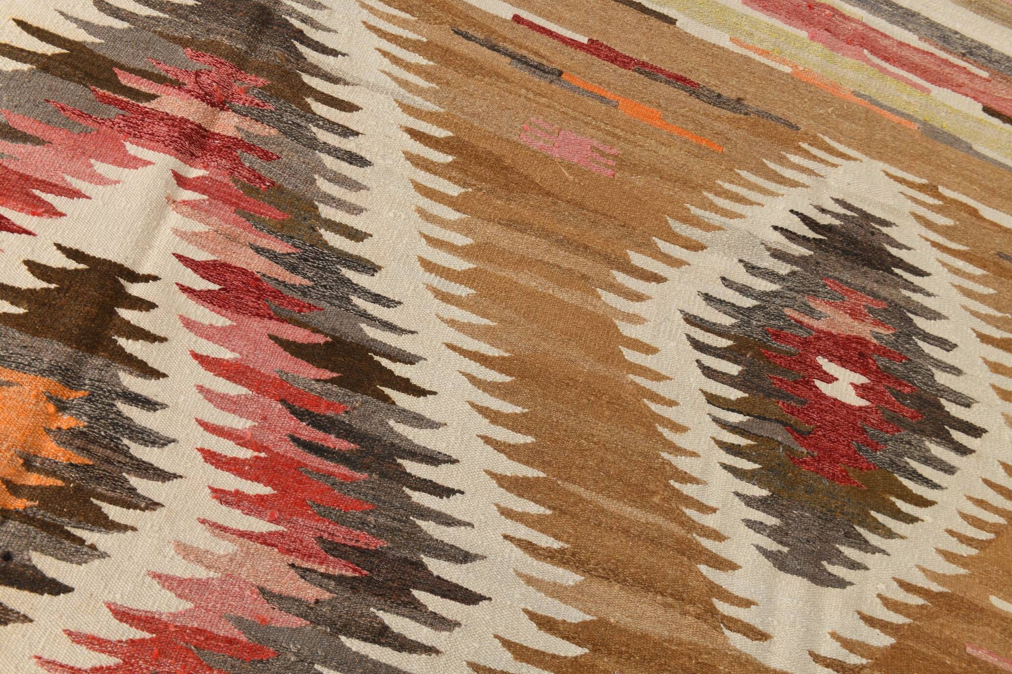 Caramel Brown %100 Wool Handmade Kilim Rug, 293x386 Cm