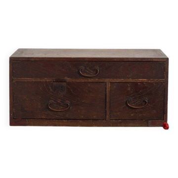 Small antique Japanese desk cabinet with three drawers – Meiji / Taishō period (c. 1890-1926)