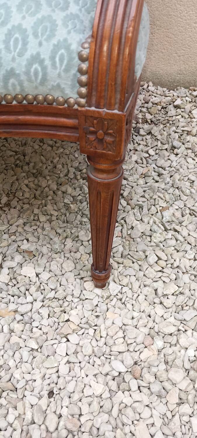 Pair of Louis XVI style medallion armchairs