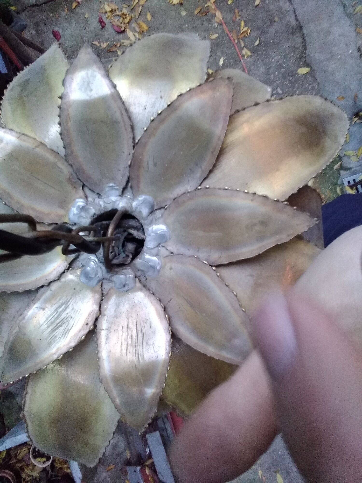 Copper foil luminaire 1970, palm style, Jansen style
