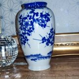 Vase fleurs bleu japan