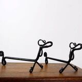 Pair of wrought iron dachshund andirons