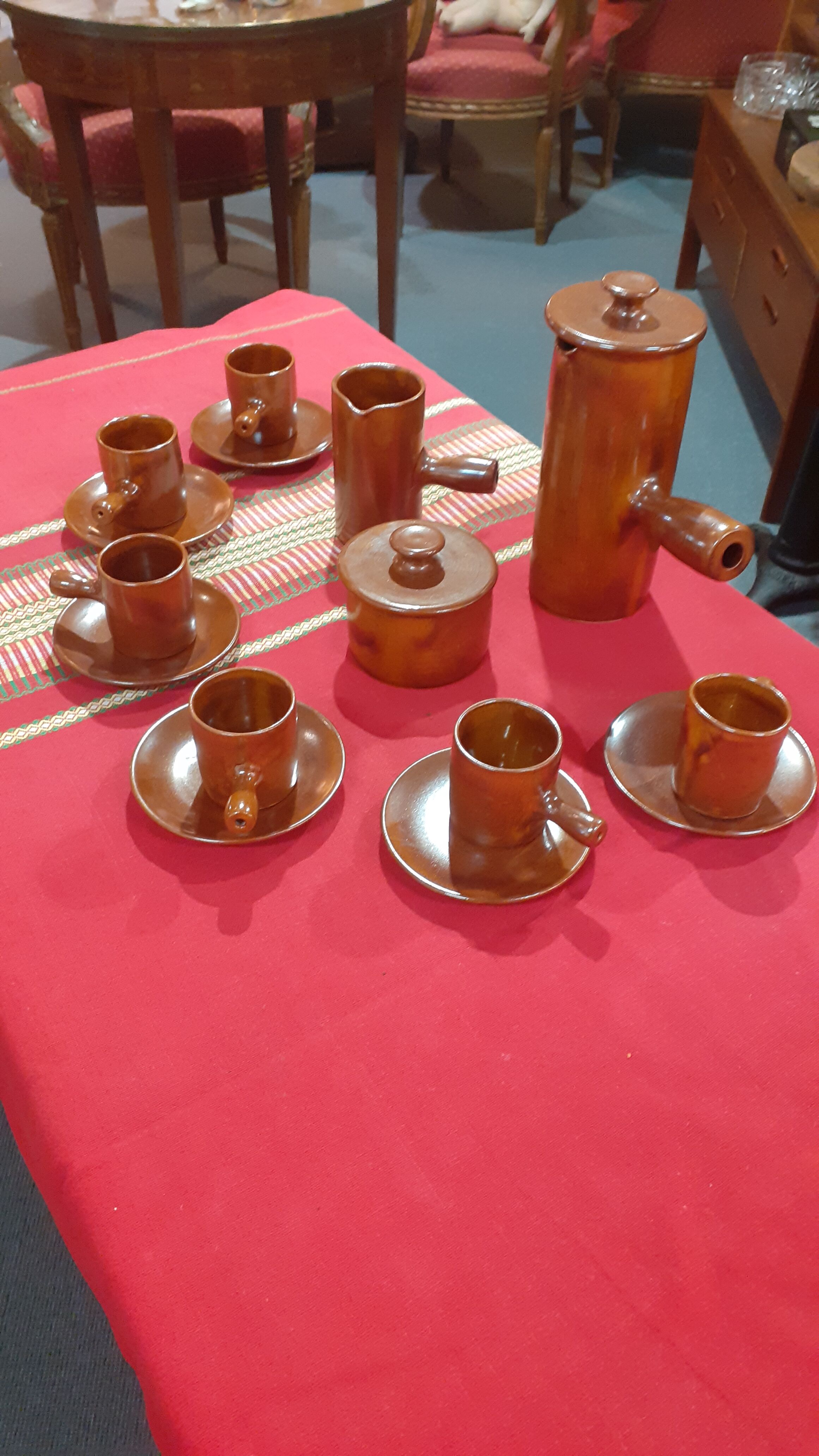 Stoneware coffee service vallauris félix ceram