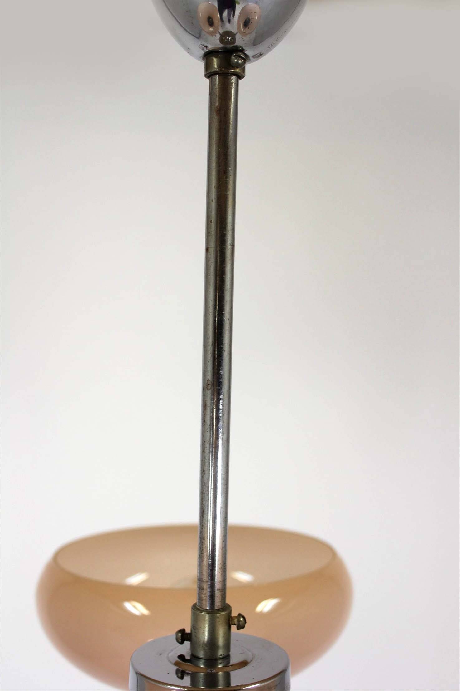 Lustre Art Déco Bauhaus chromé de Napako, ancienne Tchécoslovaquie, 1940