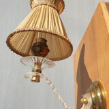 Pair of vintage wall lamps plexi lampshade pleated gold