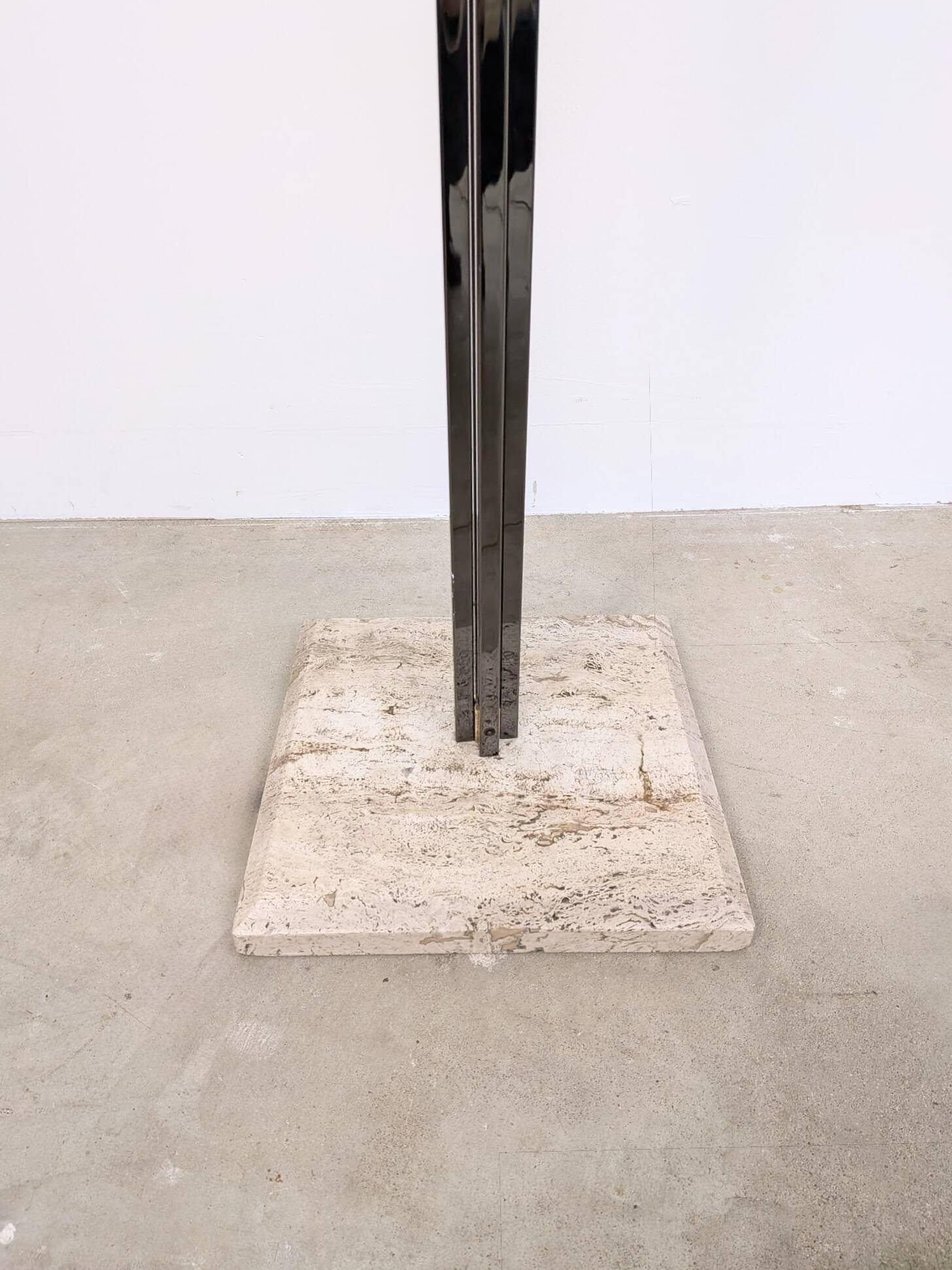 Italian design coat rack (H170) – travertine base & gunmetal chrome