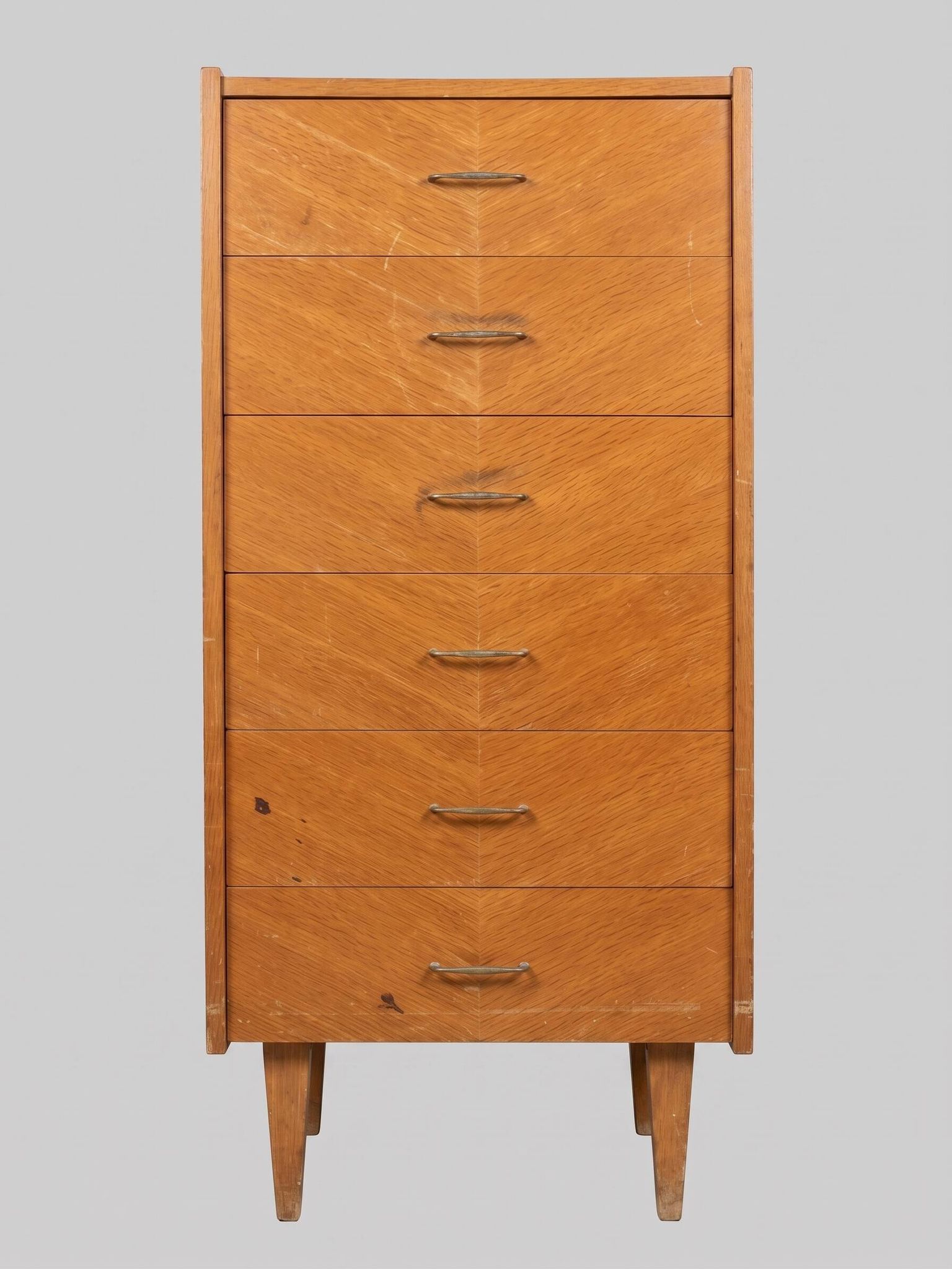 1950s weekly planner, 6-drawer chest of drawers for a design bedroom, vintage retro.