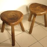 Pair of wooden tripod stools