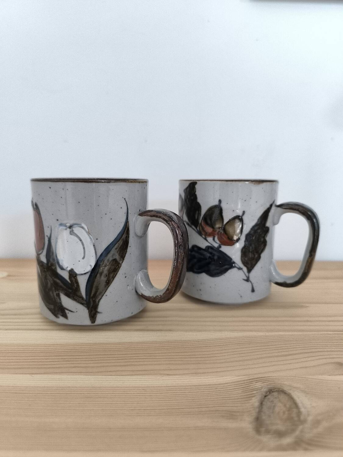 Pair of glazed stoneware mugs 1970
