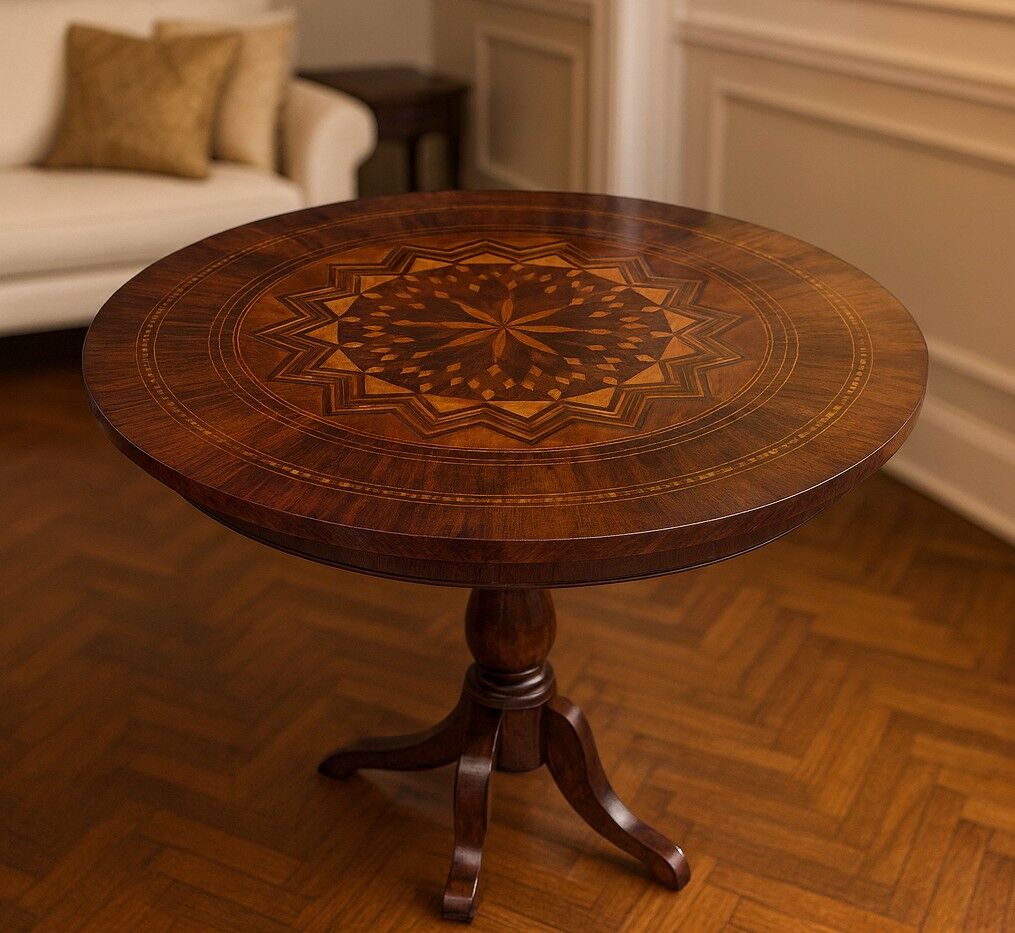 Charles X period gueridon in marquetry.