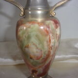 Silver metal vase and onyx marble