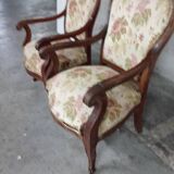 Antique Louis Philippe mahogany armchairs, set of 2