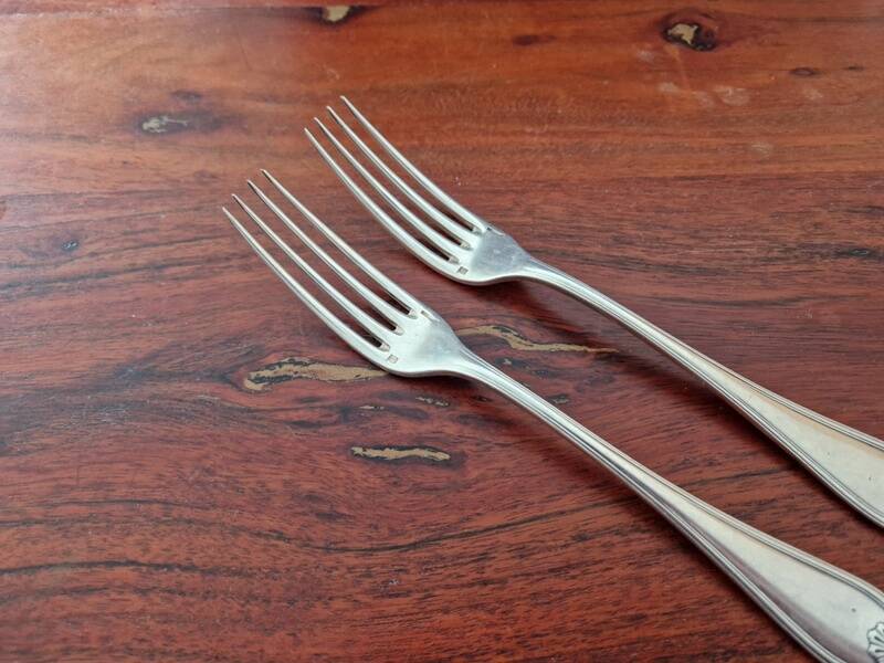 Christofle - Set of 2 Marot Bérain model dessert forks in silver-plated metal