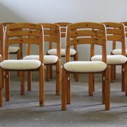 Vintage Danish pine dining chairs att. to Dyrlund, 1970s-1980s, set of 6