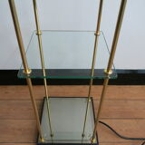 Luminous glass and brass showcase of the Lustrerie Deknudt