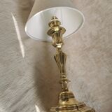 Regency candle holder in polished bronze work XIX th, mounted in lamp
