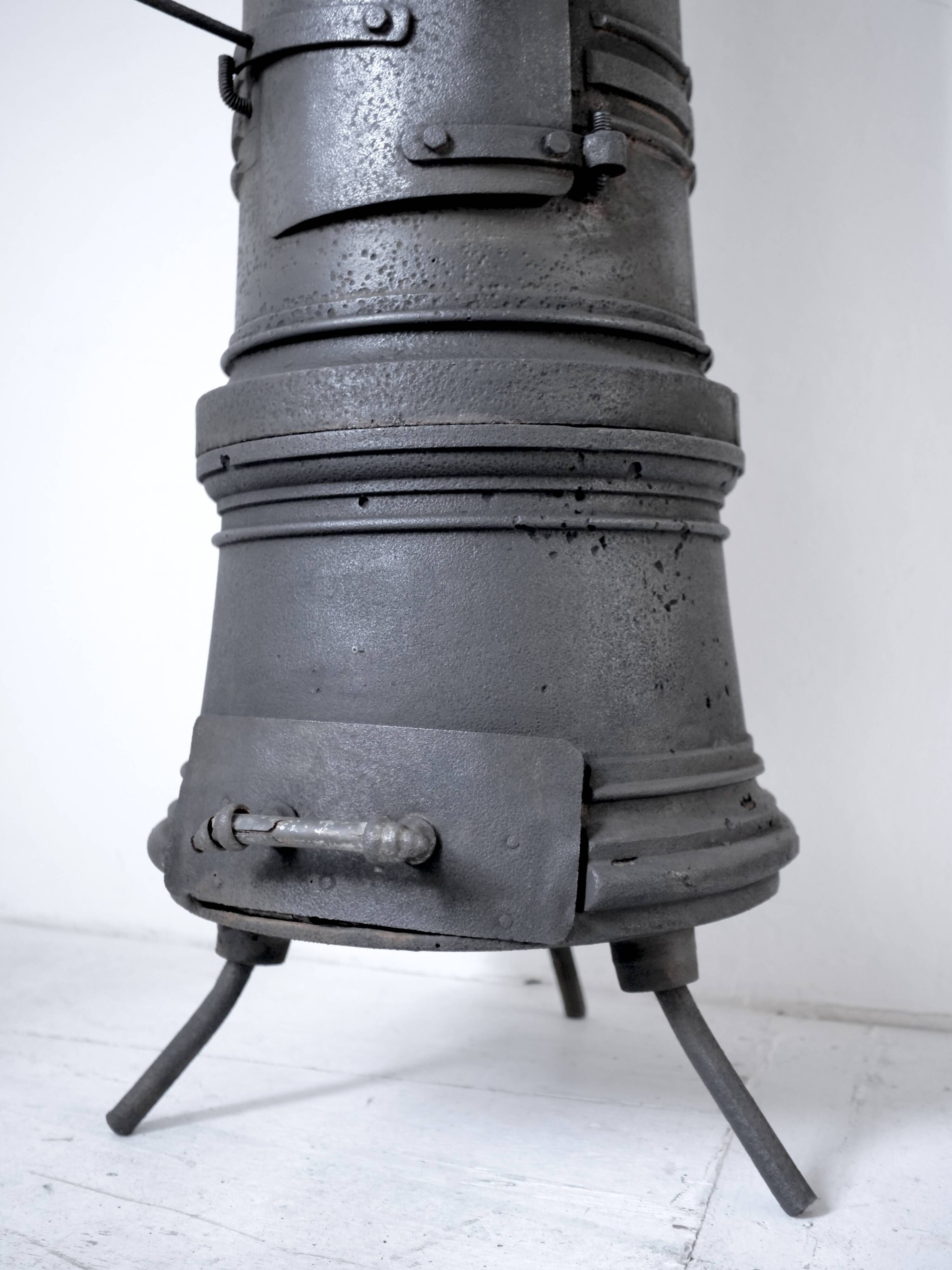 Workshop cast iron stove, late 19th century, raw wabi-sabi design.