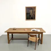 Solid oak farmhouse table, 1970s