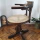 Vintage swivel office chair with curved wood and caning (Thonet style)