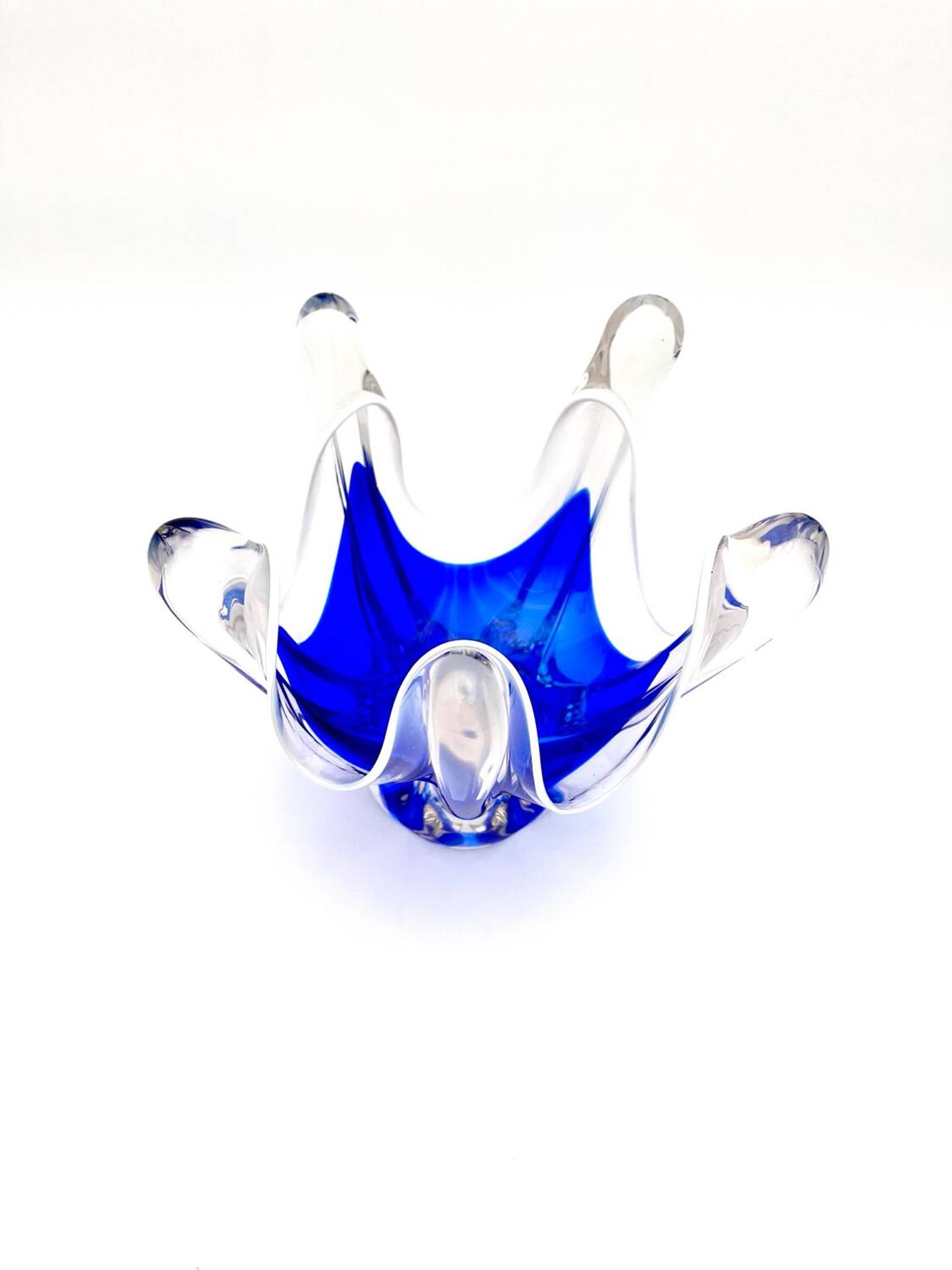 Cup Hospodka Chřibská Cristal Bohême Bleu Cobalt and Opaline Circa 60