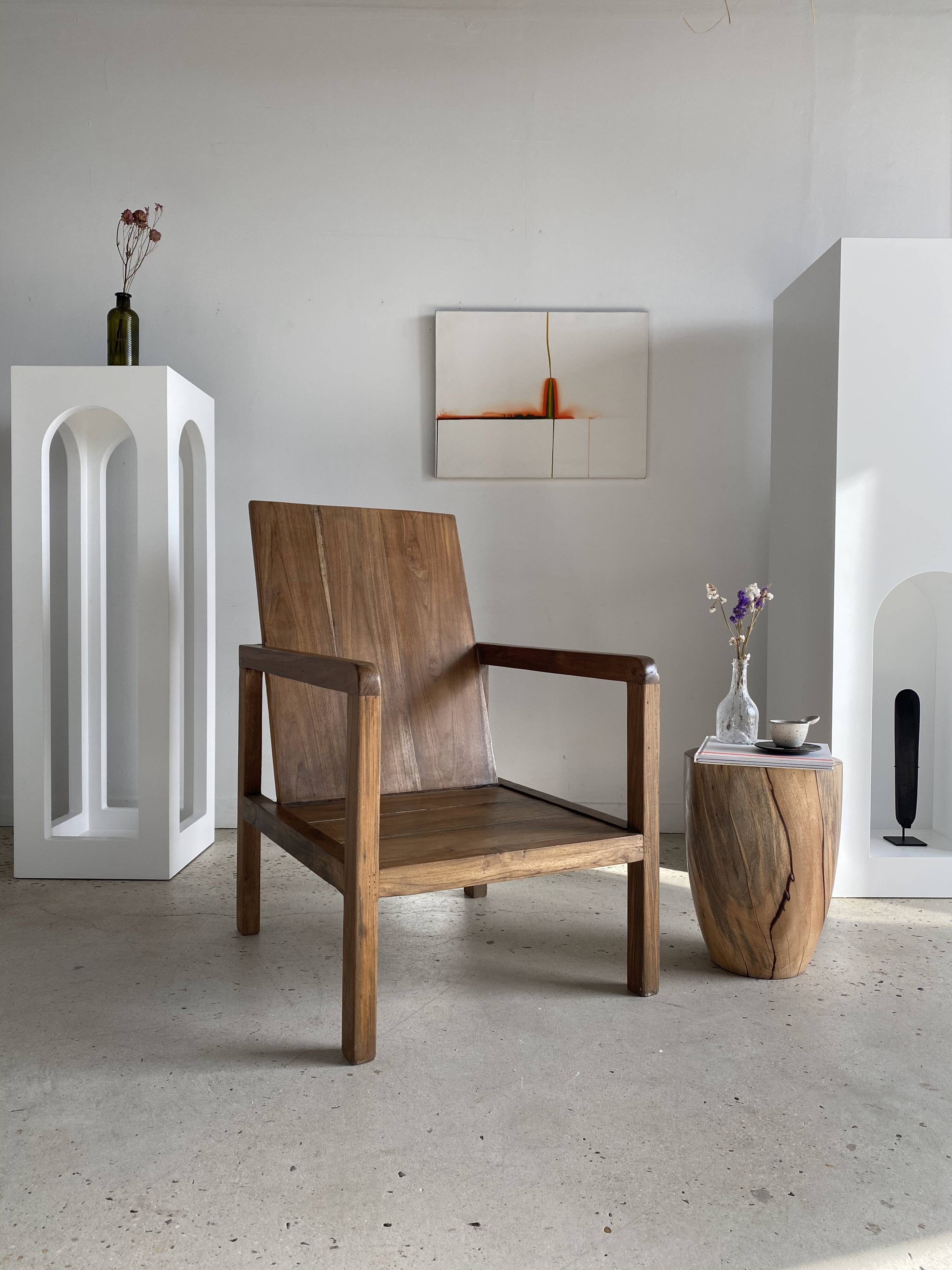 Armchair in natural wood (teak) minimalist design