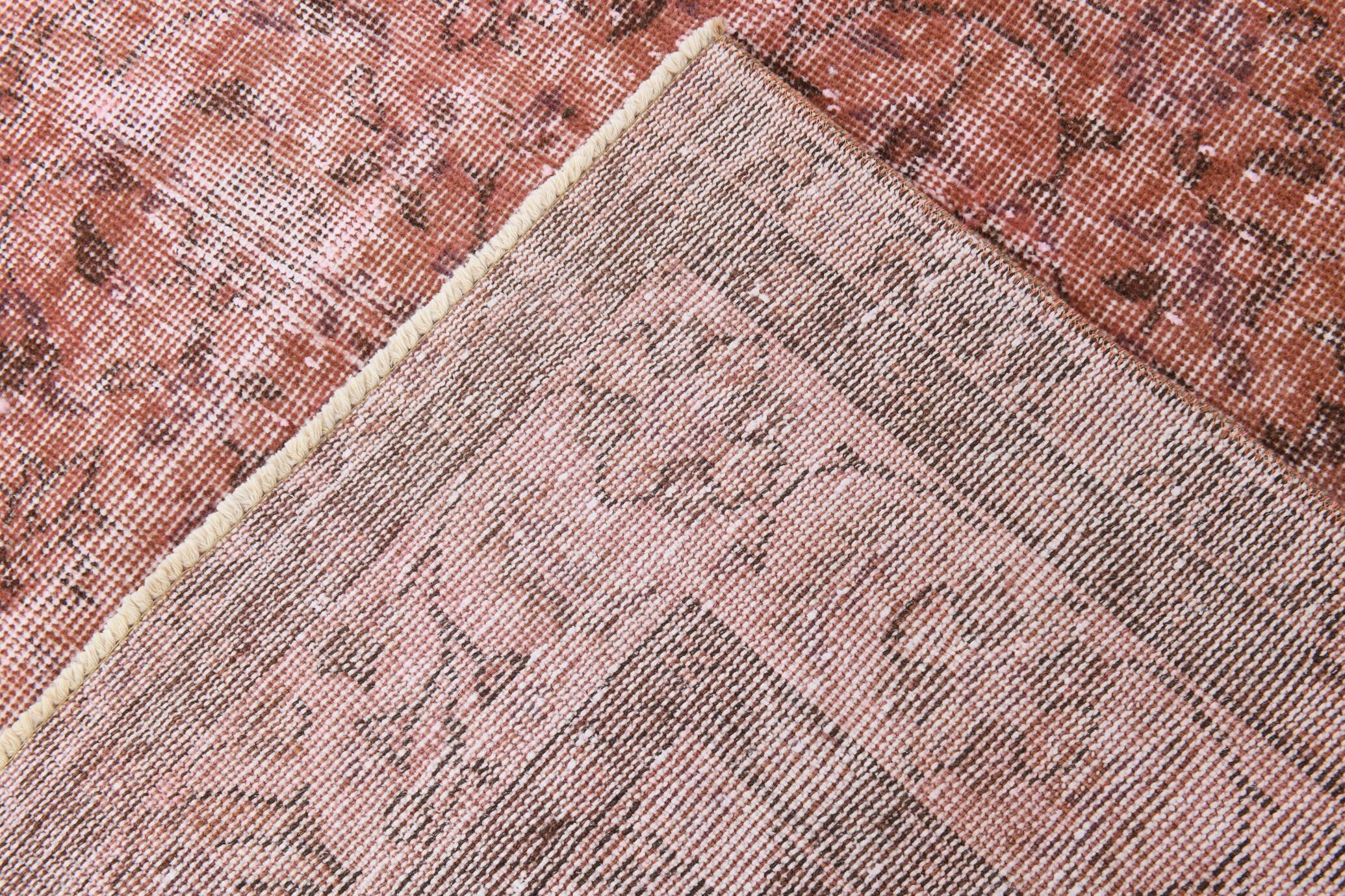 Dusty Rose Turkish Vintage Oversize Handmade Wool Carpet Rug, 198x297 Cm