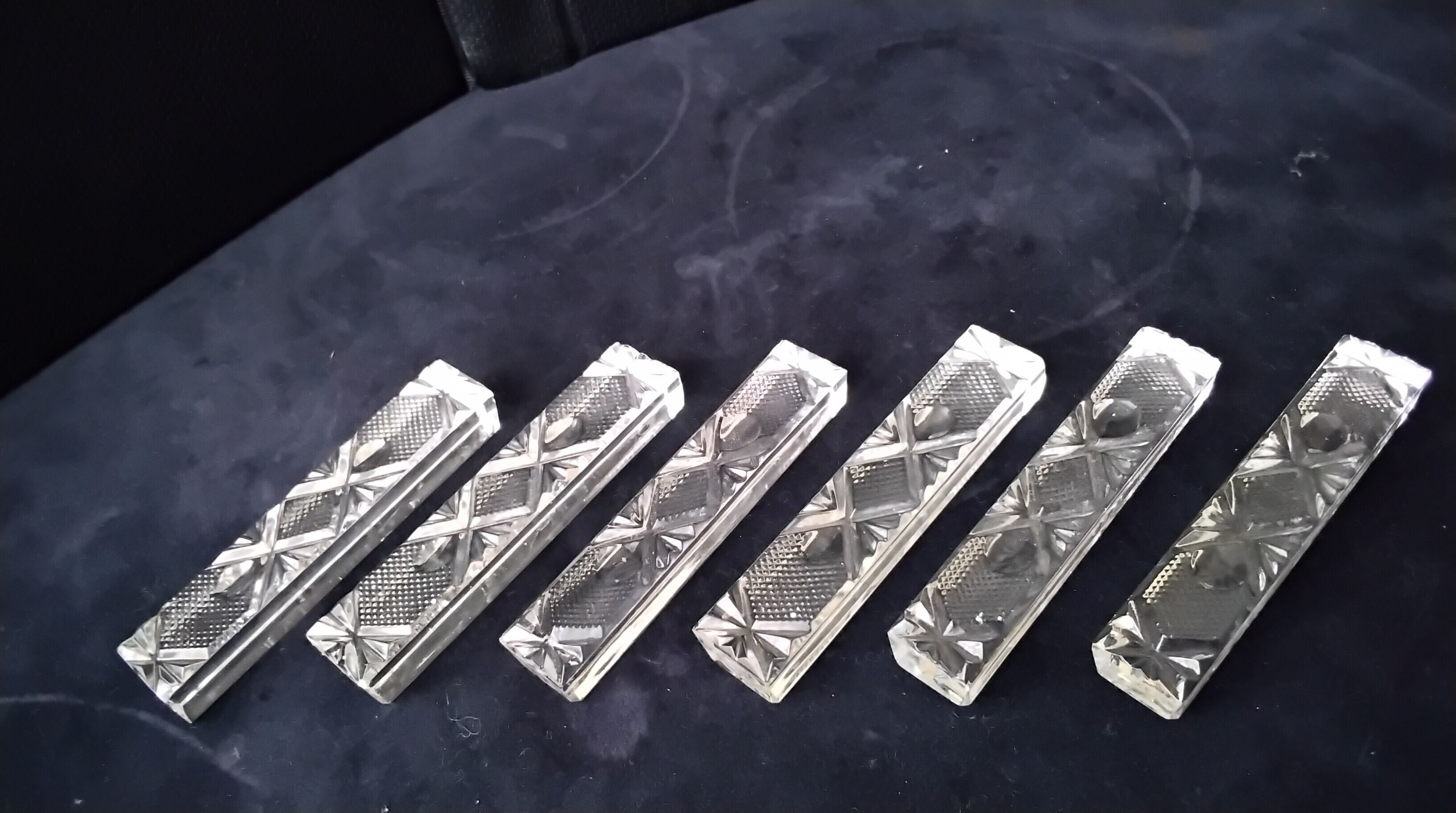 Set of 6 rectangular shaped lead crystal knife holders
