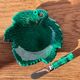 Vintage butter dish barbotine green leaf Vallauris