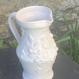 Carafe, pitcher signed Émile Tessier, Old France, in slip, ceramic
