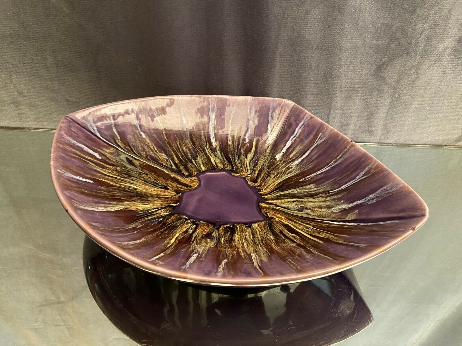 Sylized dish Vintage earthenware cut of Vallauris signed