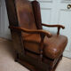 English high back cognac leather wingchair by Criterion cord