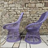 Paire de fauteuil rotin osier 1960