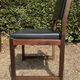 Set of 6 vintage teak chairs with black Skaï.