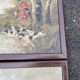 Pair of oil on canvas paintings depicting hunting scenes with deer and wild boar.