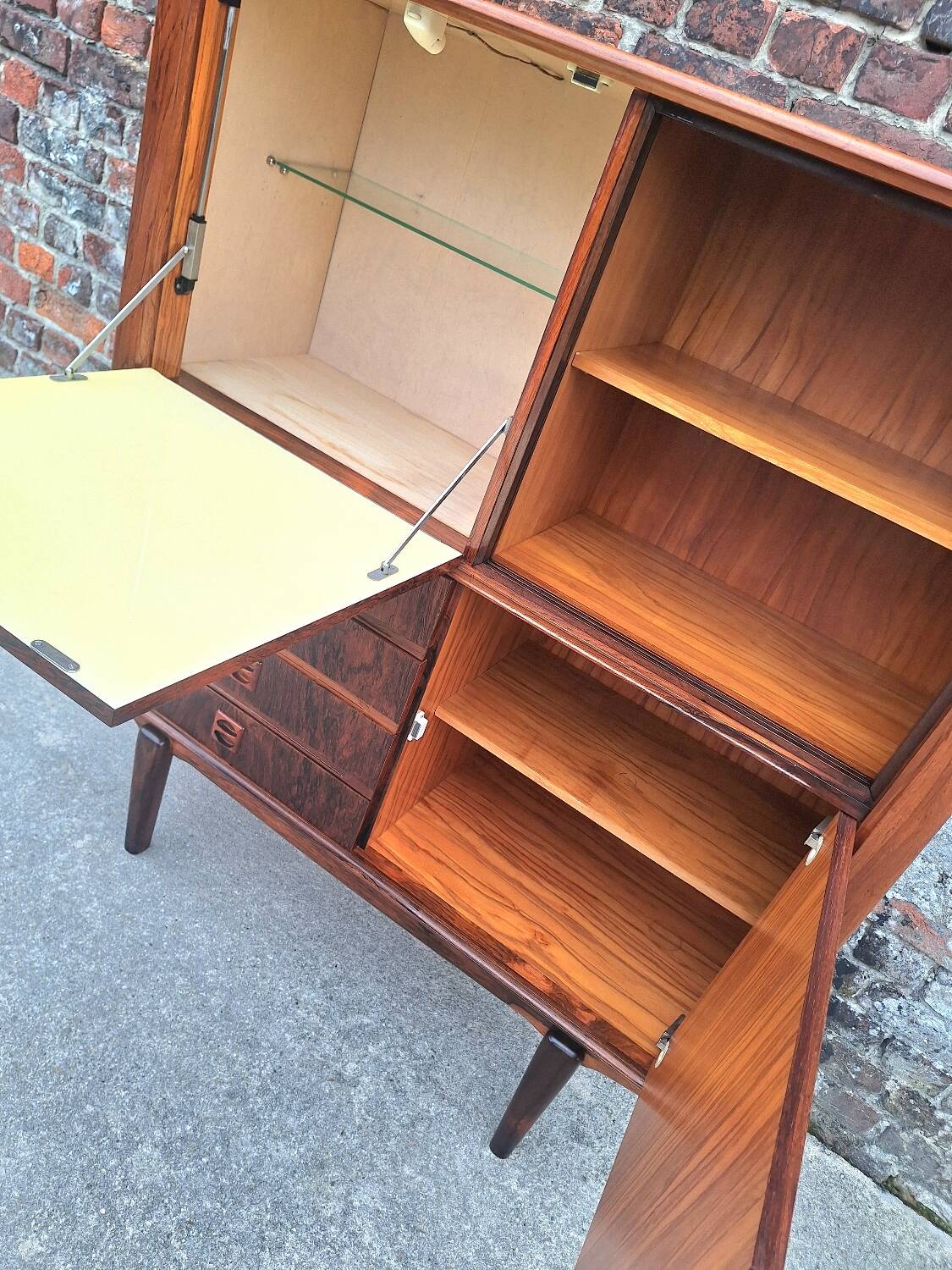 Vintage rosewood sideboard, antique secretary furniture, bookcase