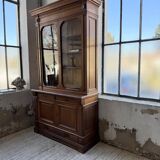 Old XL Napoleonic oak glass bookcase, 19th century