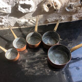 Mini battery of 5 pewter pans