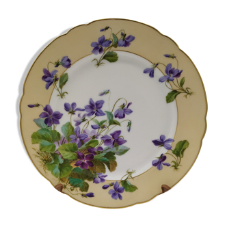 Decorative porcelain plate hand painted with violet decoration