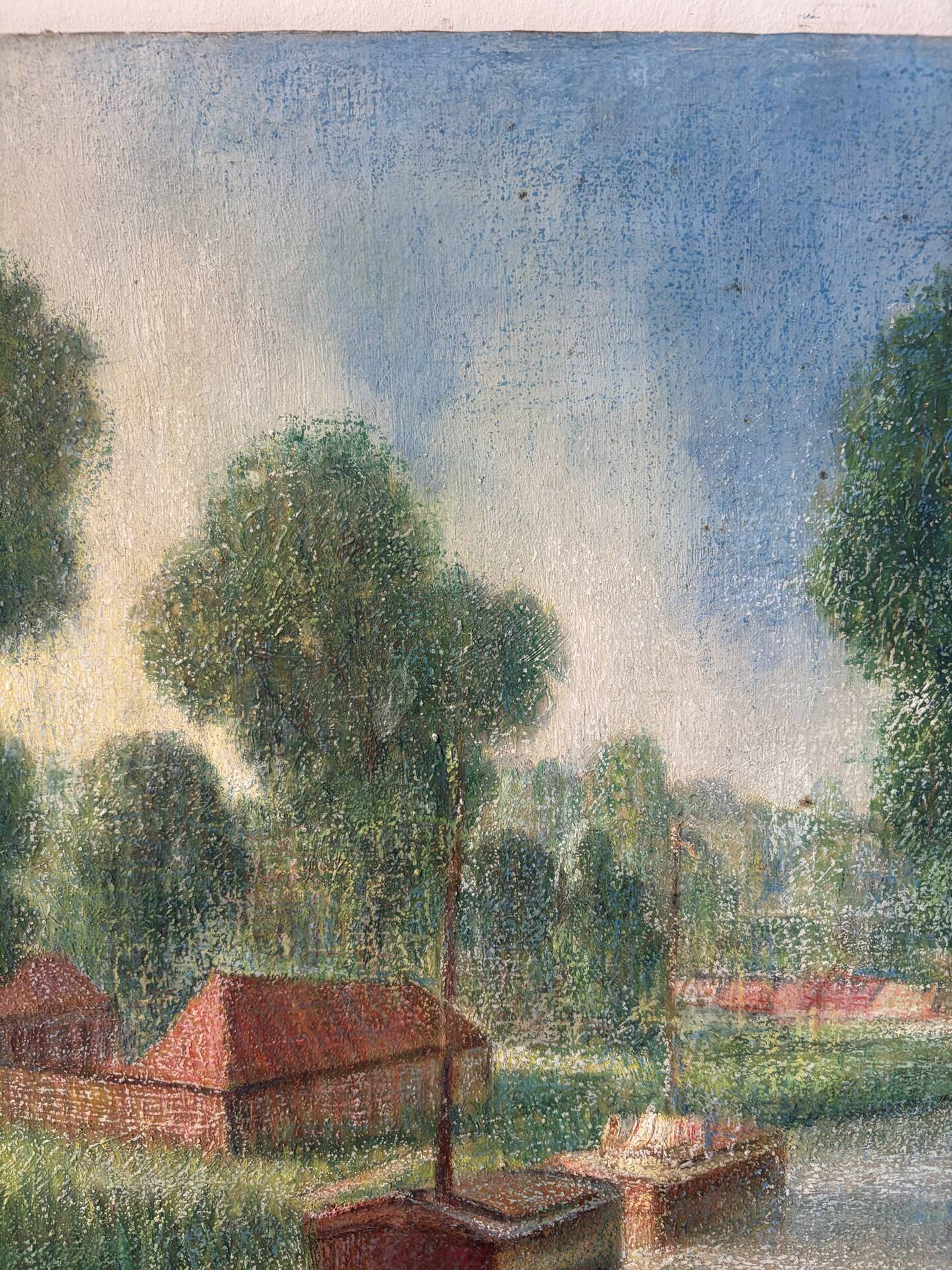 Canal stroll, oil on canvas signed