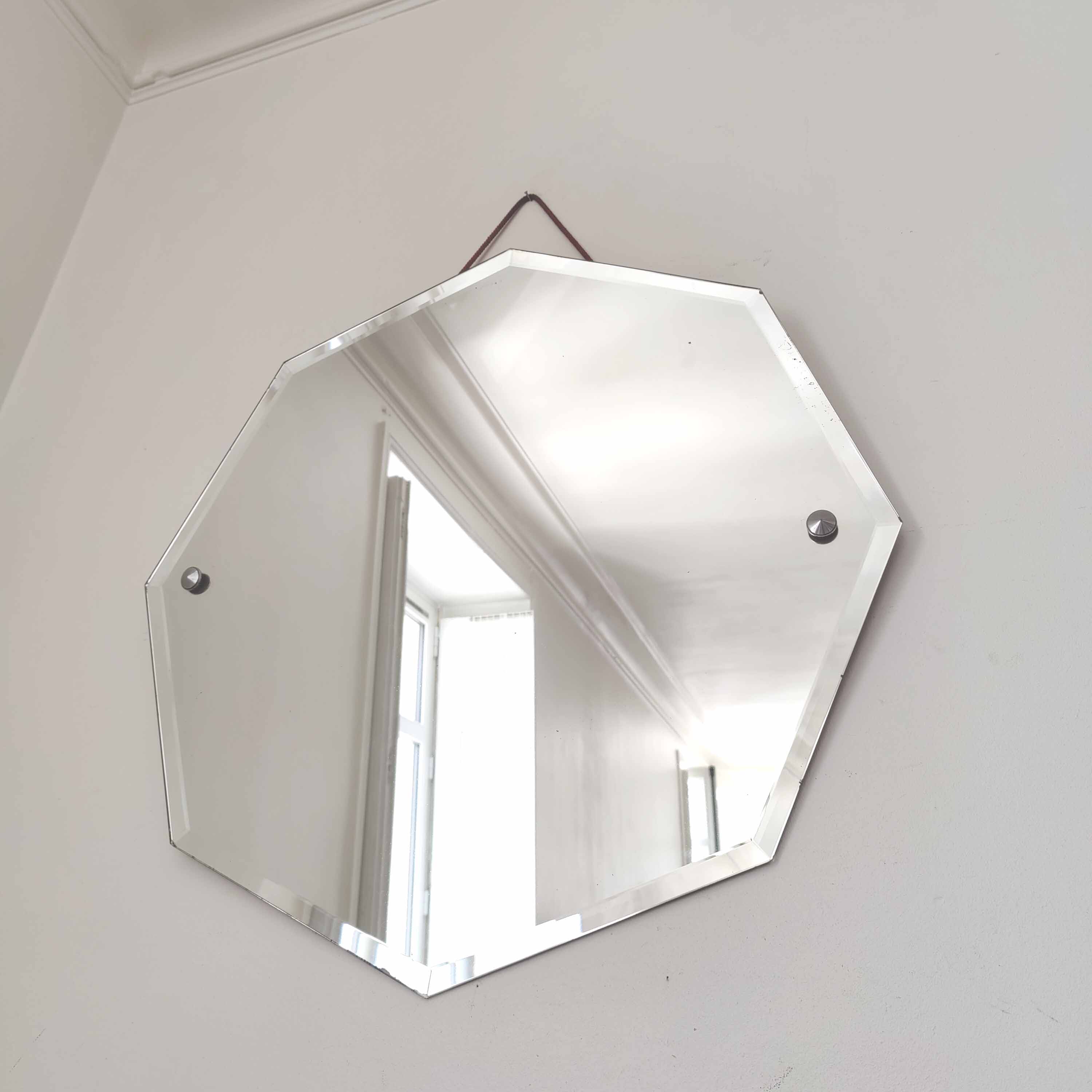 Octagonal mirror beveled Art Deco