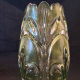 Large Czech Glass Vase Fleur De Lys Pattern By Rudolfova Hut