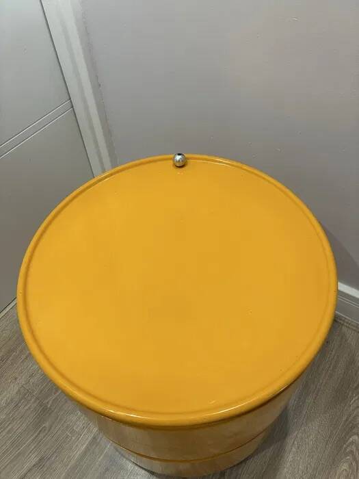 Vintage Yellow Opal Cylinder Bar Cabinet on Castors 1960s Space Age Storage