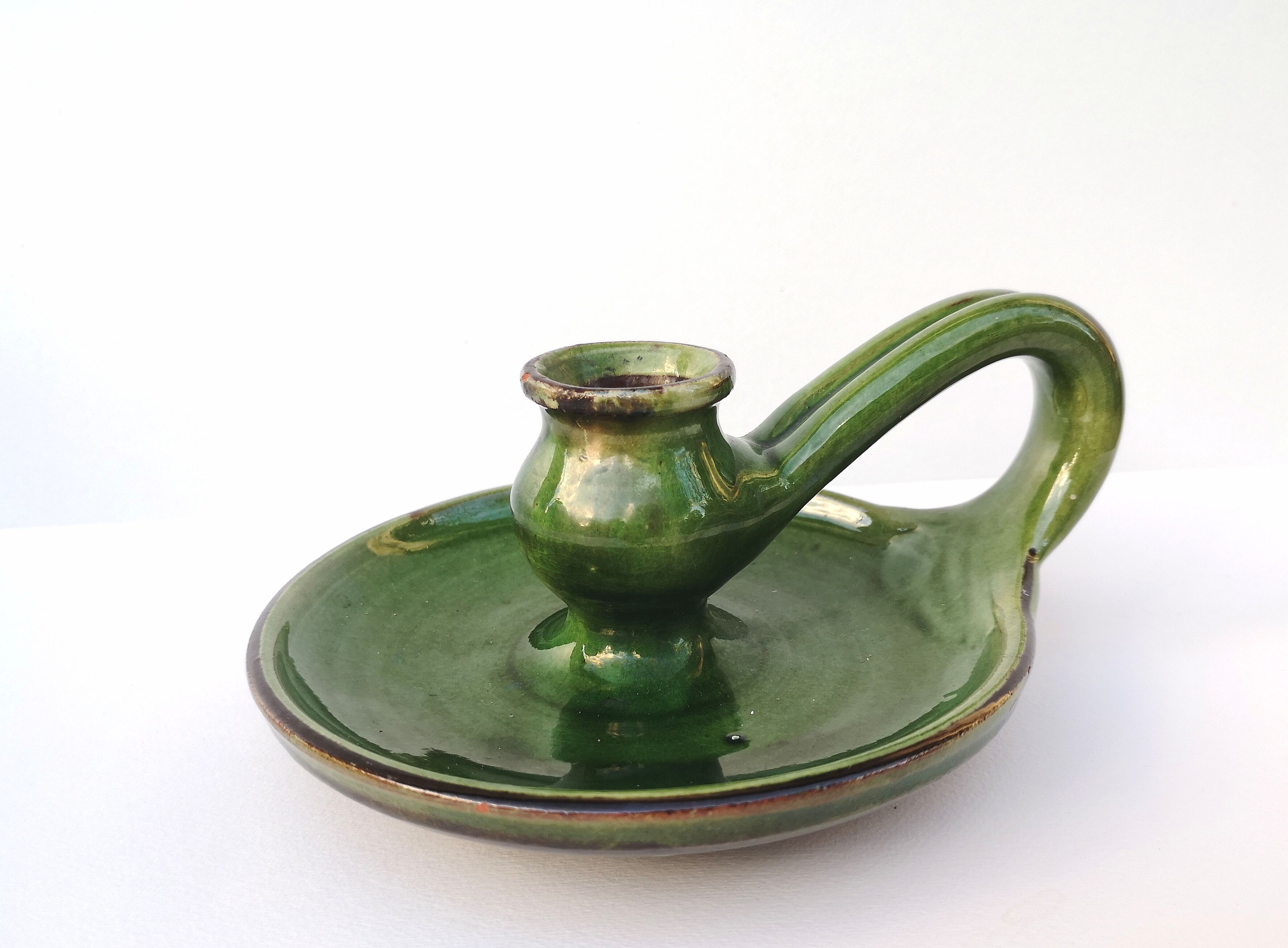 Glazed terracotta candle holder