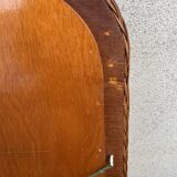 Curved rattan mirror 70s