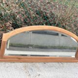 Miroir art déco sculpté en chêne massif brut, rénové
