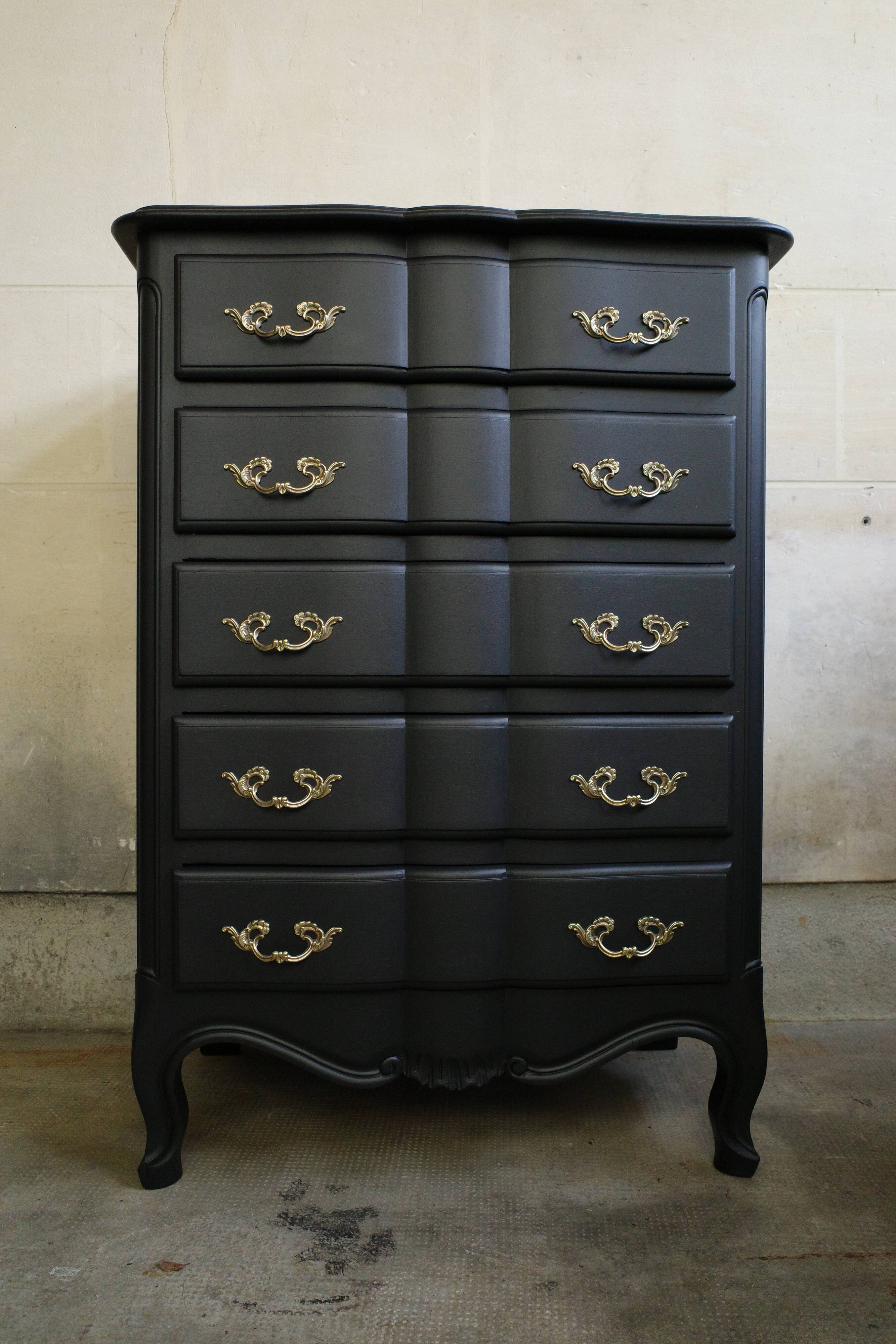 Customized vintage black chiffonier