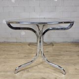 Vintage Gastone Rinaldi chrome & smoked glass dining table + chairs